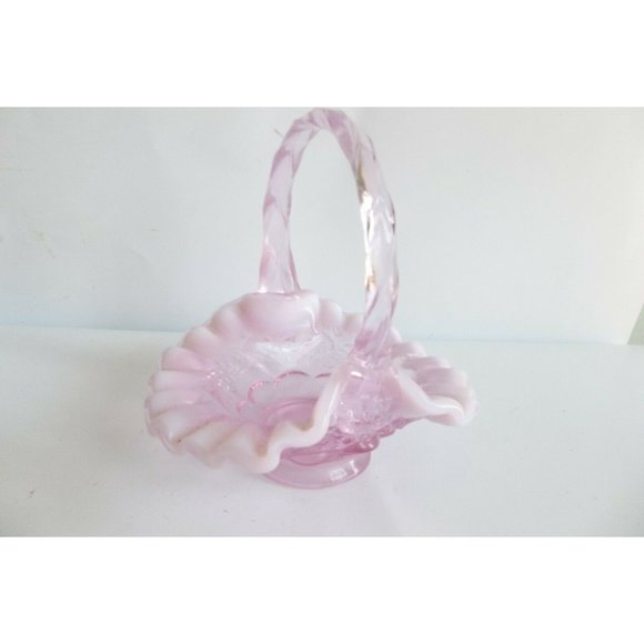 Fenton | Accents | Fenton Basket Pink Opalescent Art Glass Ruffled Edge ...